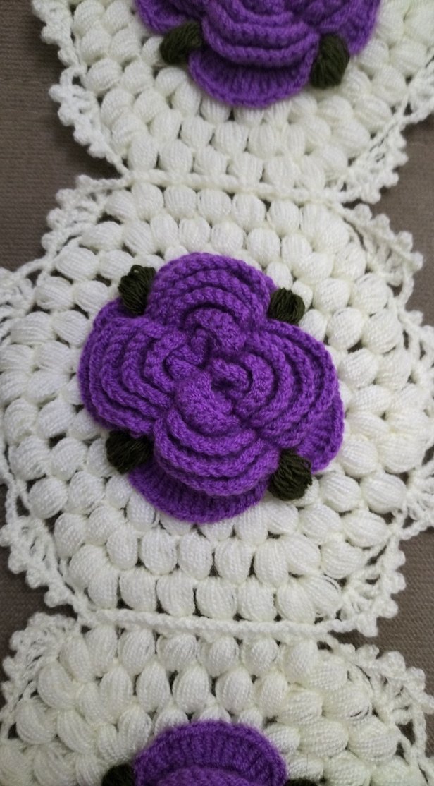 Mor Çiçekli Örgü lif - Görsel 4