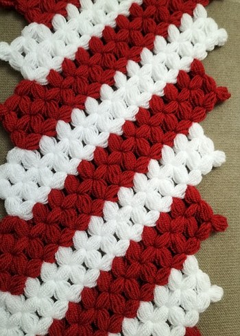 Kırmızı Beyaz Örgü Banyo Süngeri Lif - Görsel 3