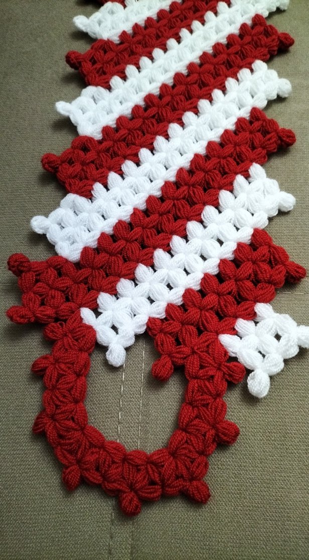 Kırmızı Beyaz Örgü Banyo Süngeri Lif - Görsel 2