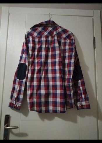 Bordo Kareli Düğmeli erkek Gömlek - Görsel 5