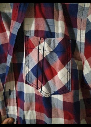 Bordo Kareli Düğmeli erkek Gömlek - Görsel 4