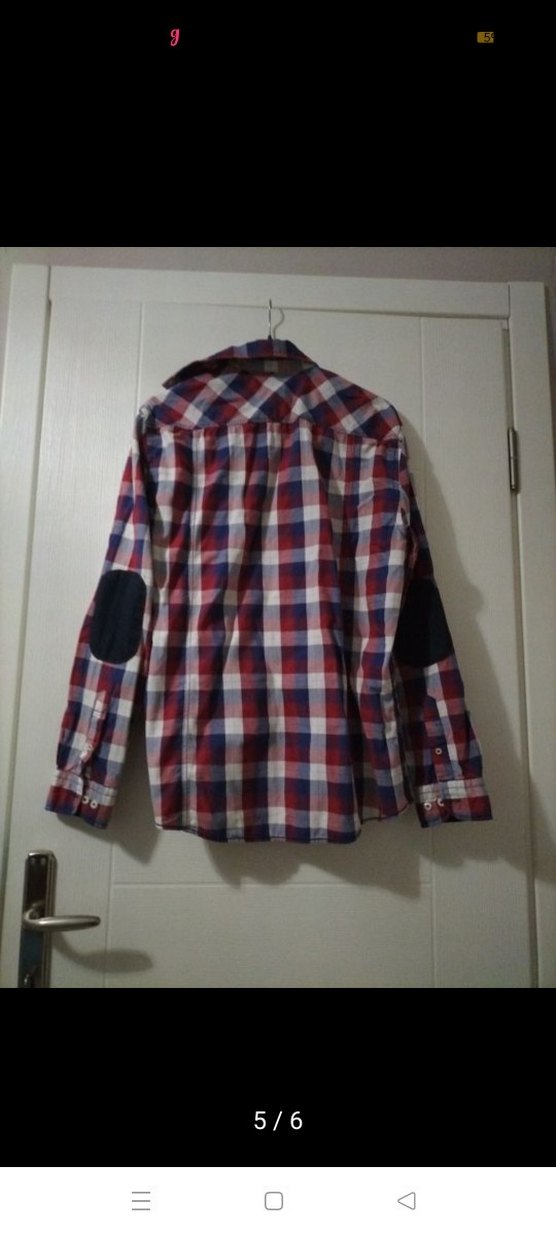 Bordo Kareli Düğmeli erkek Gömlek - Görsel 5