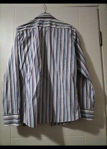 Çizgili Gri Uzun Kollu Erkek Gömlek - Görsel 4