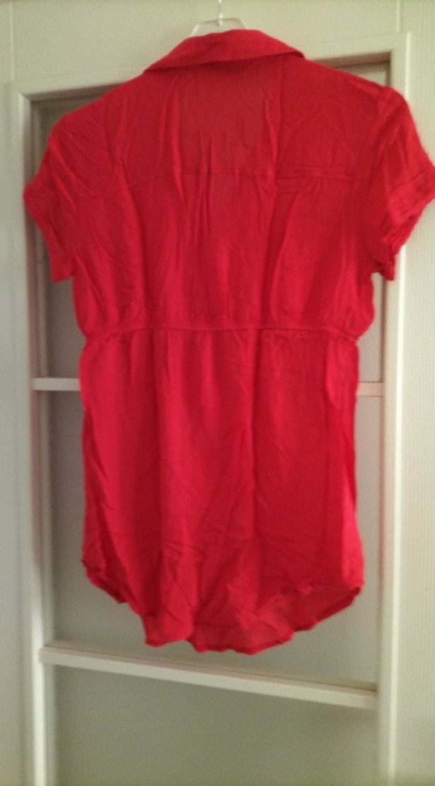 Kısa Kollu Kırmızı gömlek tunik - Görsel 5