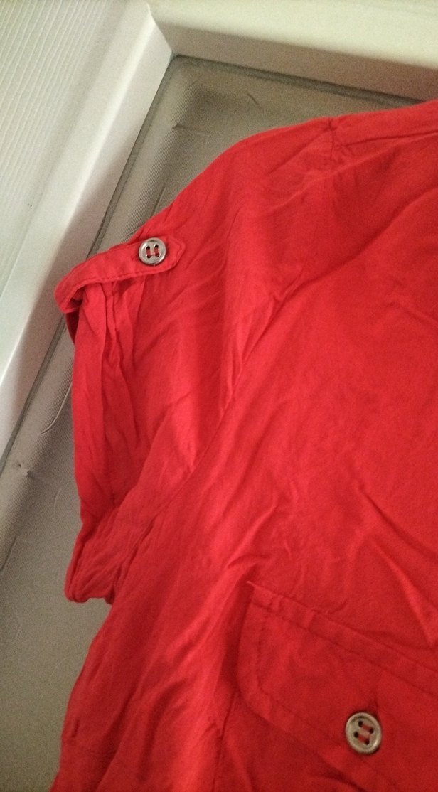 Kısa Kollu Kırmızı gömlek tunik - Görsel 4