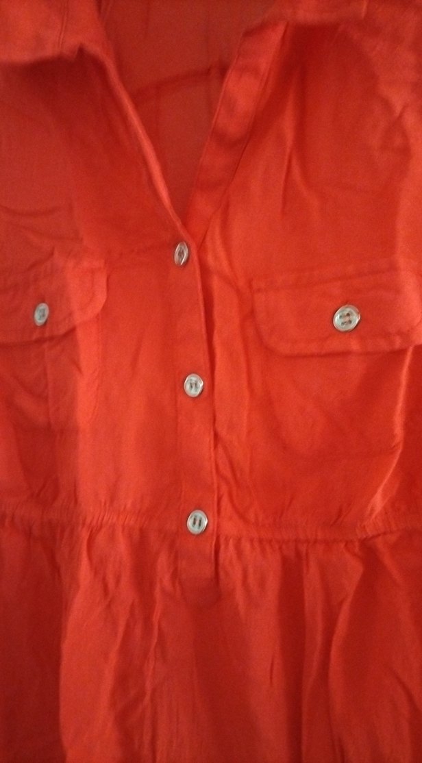 Kısa Kollu Kırmızı gömlek tunik - Görsel 2