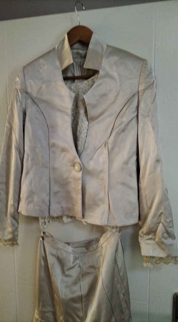 Bej Saten Uzun Kol Kadın Takım Elbise 3 lu takim - Görsel 3