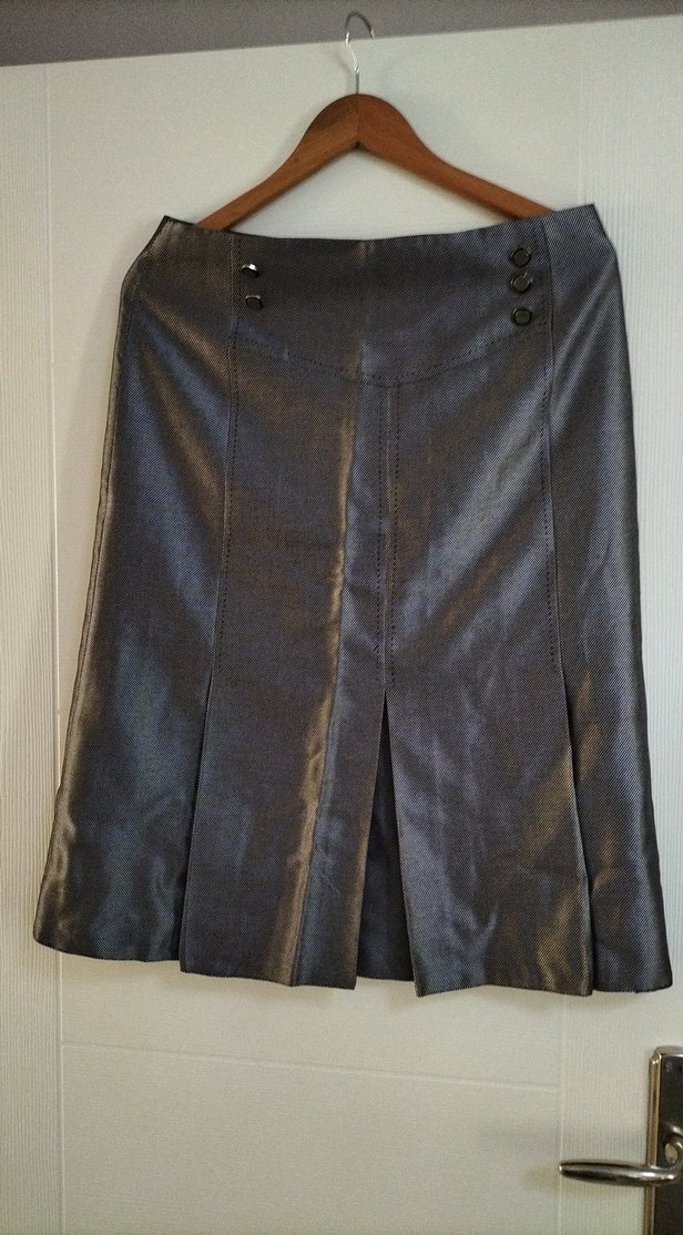 Gri Kadın Uzun Kollu Düğmeli Ofis Ceketi ve eteği takım - Görsel 4