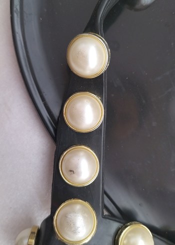 İnci Detaylı Siyah Sandalet - Görsel 2