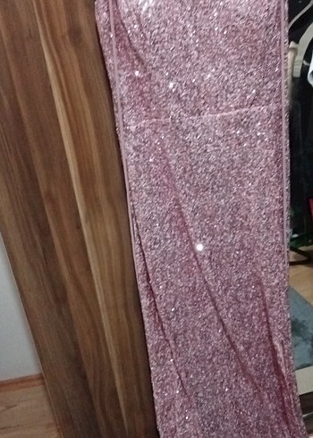 Pembe Parlak Bohem Uzun Abiye Elbise