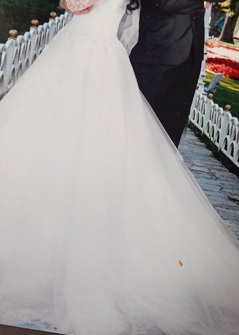 Straplez A Kesim Beyaz Uzun Gelinlik - Görsel 6