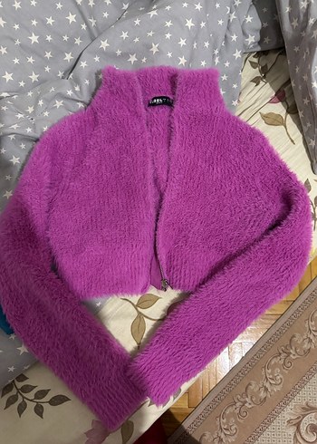 Mor Mini Örgü Boğazlı Kadın Kazak - Görsel 3