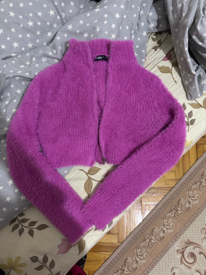 Mor Mini Örgü Boğazlı Kadın Kazak - Görsel 2