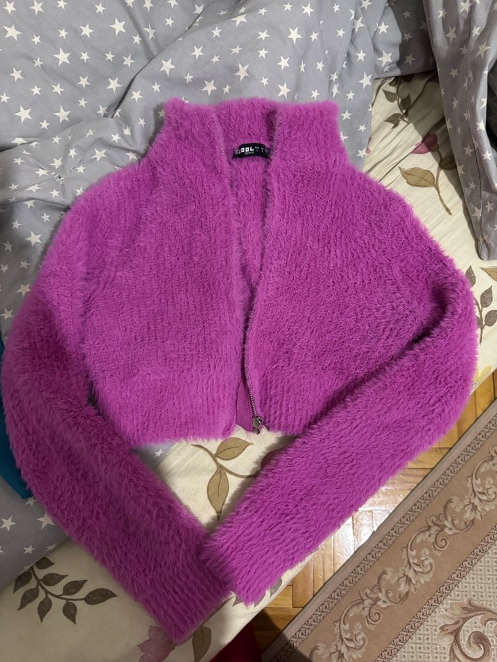 Mor Mini Örgü Boğazlı Kadın Kazak - Görsel 3