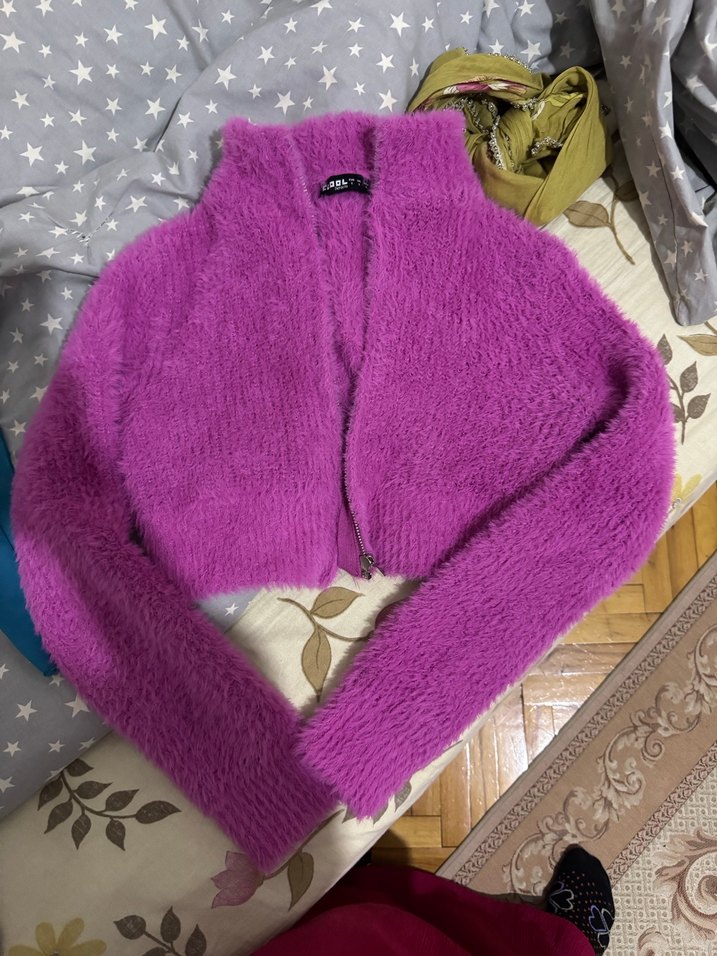 Mor Mini Örgü Boğazlı Kadın Kazak - Görsel 4