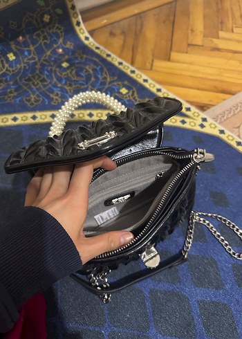 Zincir Detaylı Siyah Deri Kadın Çanta - Görsel 3