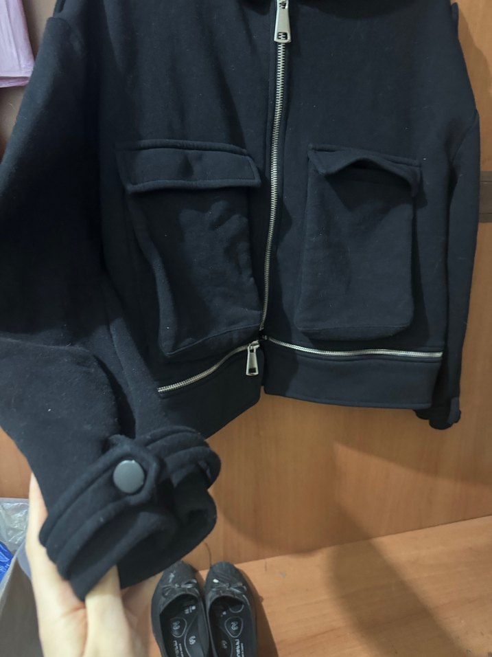 Fermuarlı Siyah Kadın Sweatshirt - Görsel 4