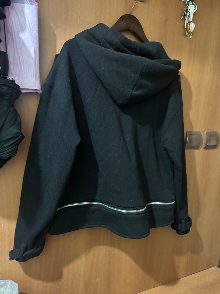 Fermuarlı Siyah Kadın Sweatshirt - Görsel 3