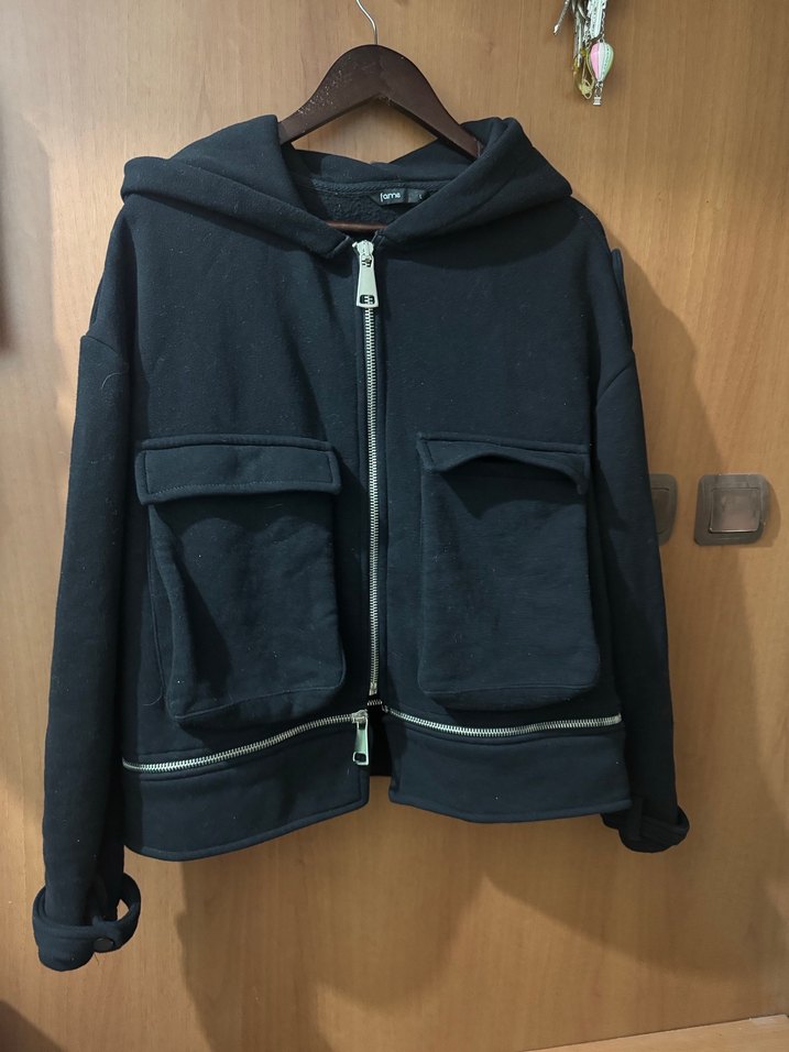 Fermuarlı Siyah Kadın Sweatshirt - Görsel 2