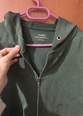 Kadın Yeşil Kapüşonlu Fermuarlı Sweatshirt - Görsel 7