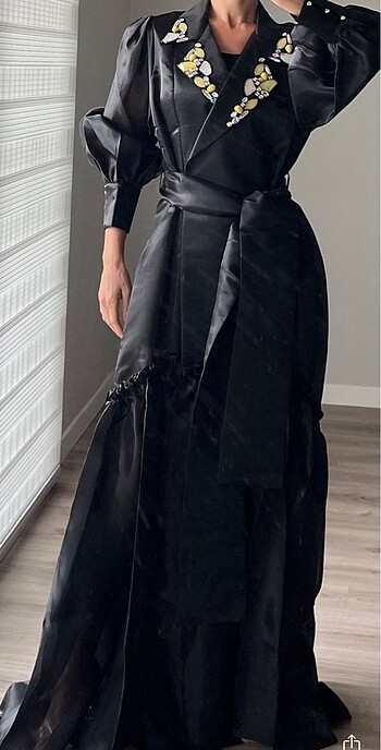 Siyah - transparan kaftan