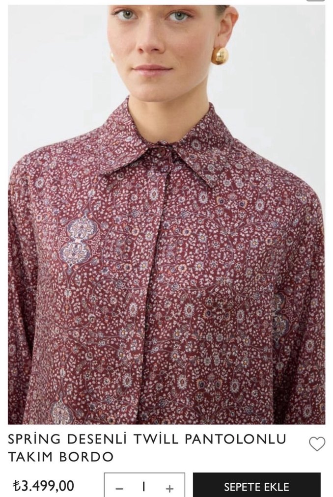 Terzi dükkanı Bordo Desenli 2 beden takım - Görsel 2