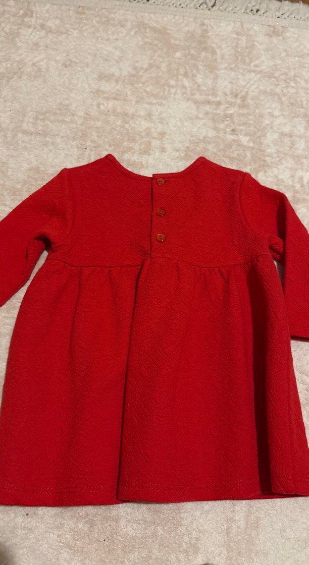 Kız Çocuk Kırmızı Uzun Kollu Triko Elbise - Görsel 3