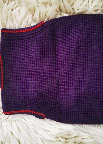 Nakışlı Mor Kız Çocuk el örgüsü Yelek - Görsel 2