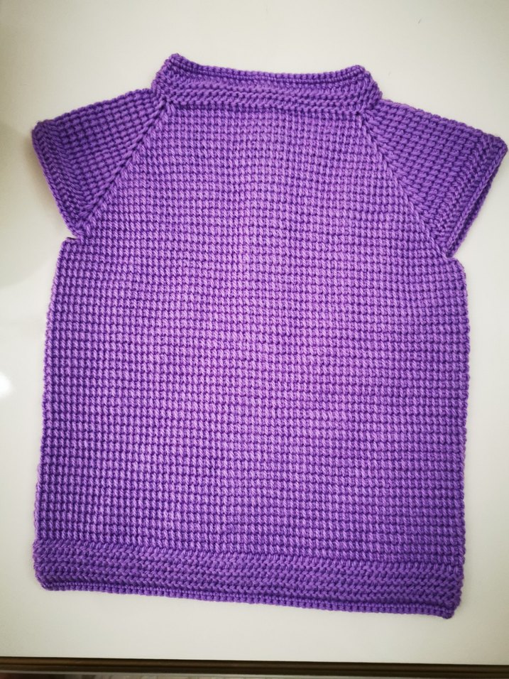 Düğmeli Mor Puantiyeli el örgüsü kız Yelek - Görsel 3