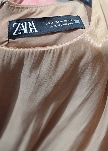 Zara saten görünümlü dore elbise