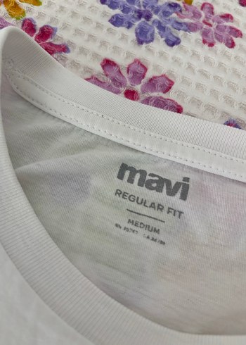Mavi Jeans Beyaz Miav Baskılı Mavi Kadın Tişört