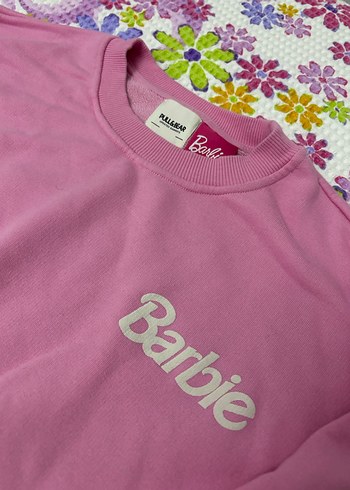 m Beden Pembe Barbie Baskılı Pull&Bear Sweatshirt
