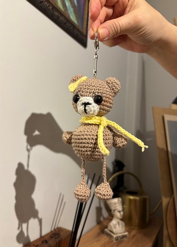 Amigurimi ayı anahtarlık/çanta charmı - Görsel 2