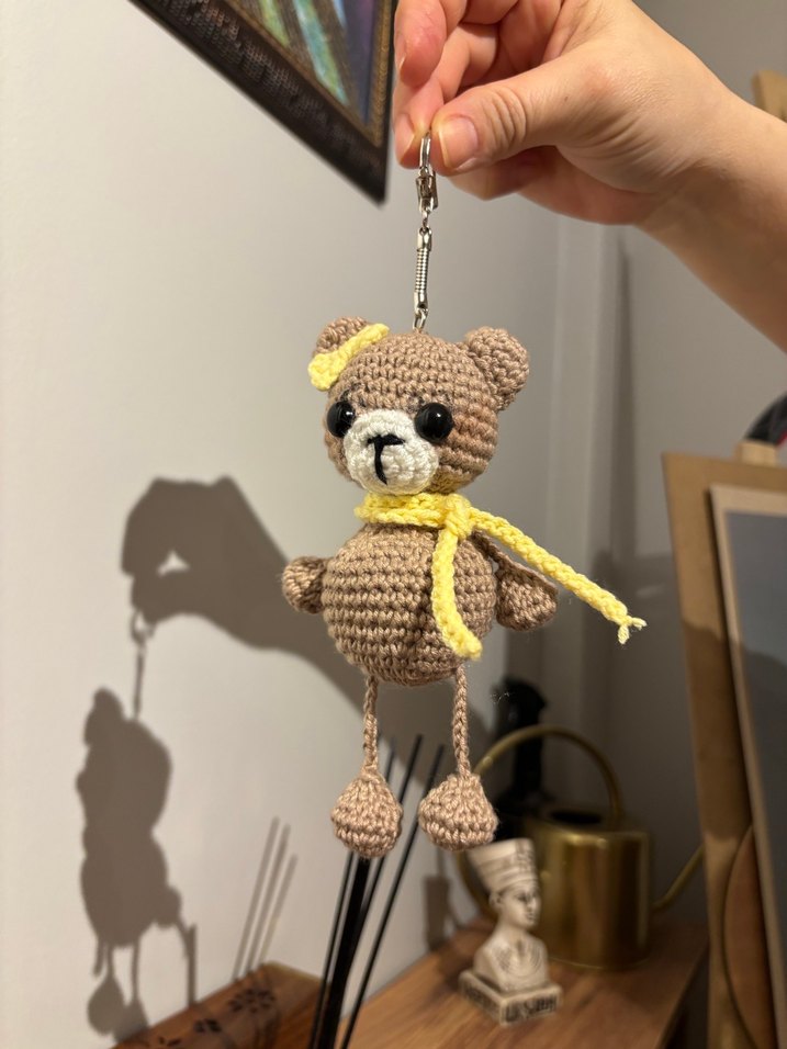 Amigurimi ayı anahtarlık/çanta charmı - Görsel 2