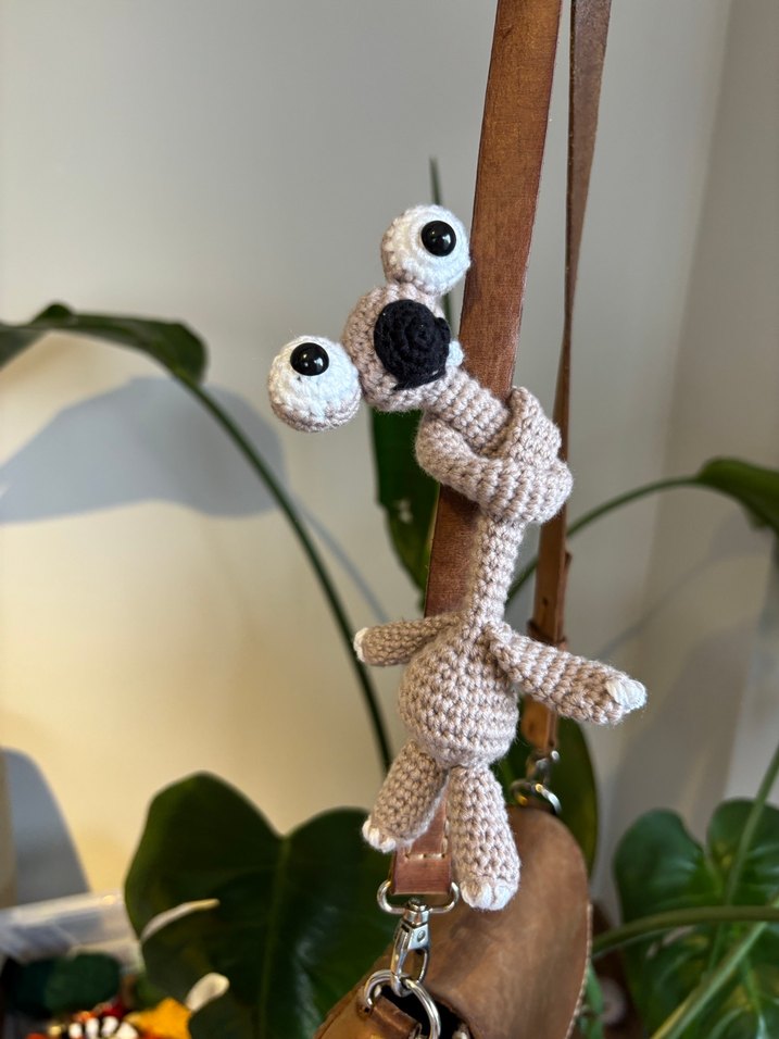 Gri Örgü Peluş Sid Oyuncak Anahtarlık - Görsel 3