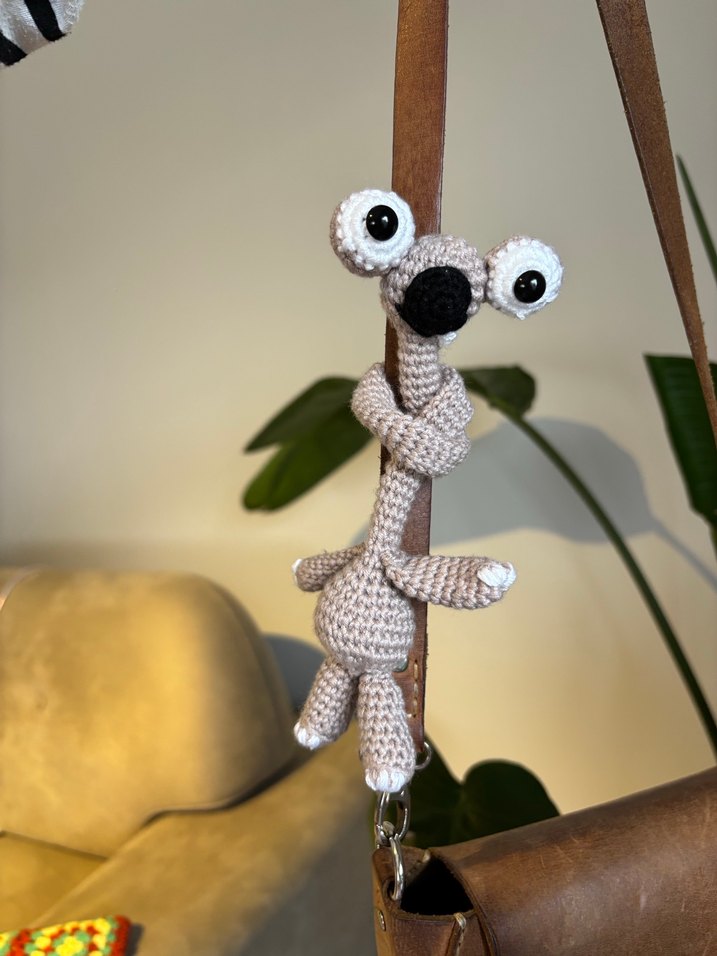 Gri Örgü Peluş Sid Oyuncak Anahtarlık - Görsel 2