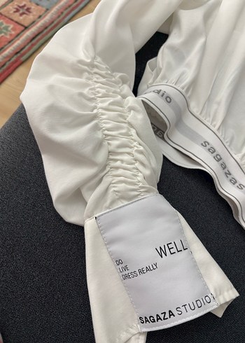 Uzun Kollu Beyaz crop Gömlek - Görsel 3