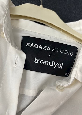 Uzun Kollu Beyaz crop Gömlek - Görsel 4