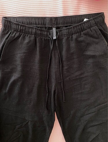 Stradivarius stradivarius siyah keten pantolon