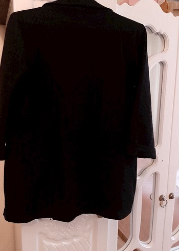 Defacto Kadın Siyah Keten Dökümlü Midi Blazer