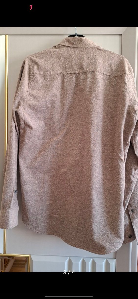 kahve Erkek Keten Gömlek Uzun Kollu - Görsel 3