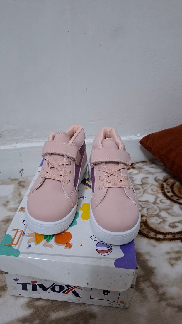 Kız Çocuk Pembe Cırt Cırtlı Spor ışıklı Ayakkabı - Görsel 5