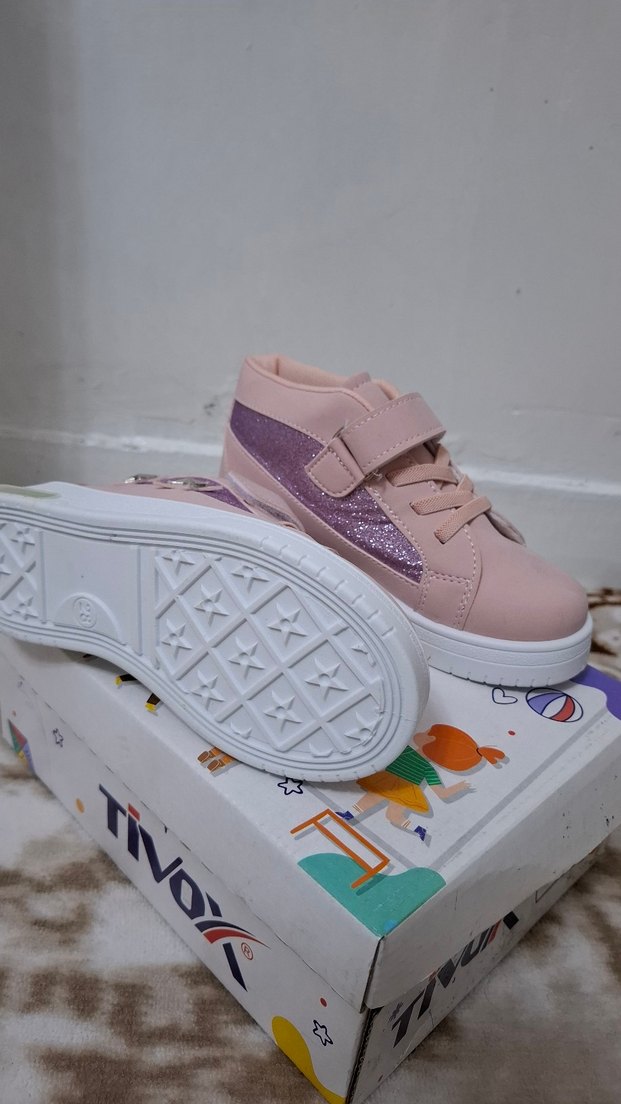 Kız Çocuk Pembe Cırt Cırtlı Spor ışıklı Ayakkabı - Görsel 2