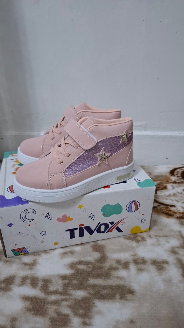 Kız Çocuk Pembe Cırt Cırtlı Spor ışıklı Ayakkabı - Görsel 3