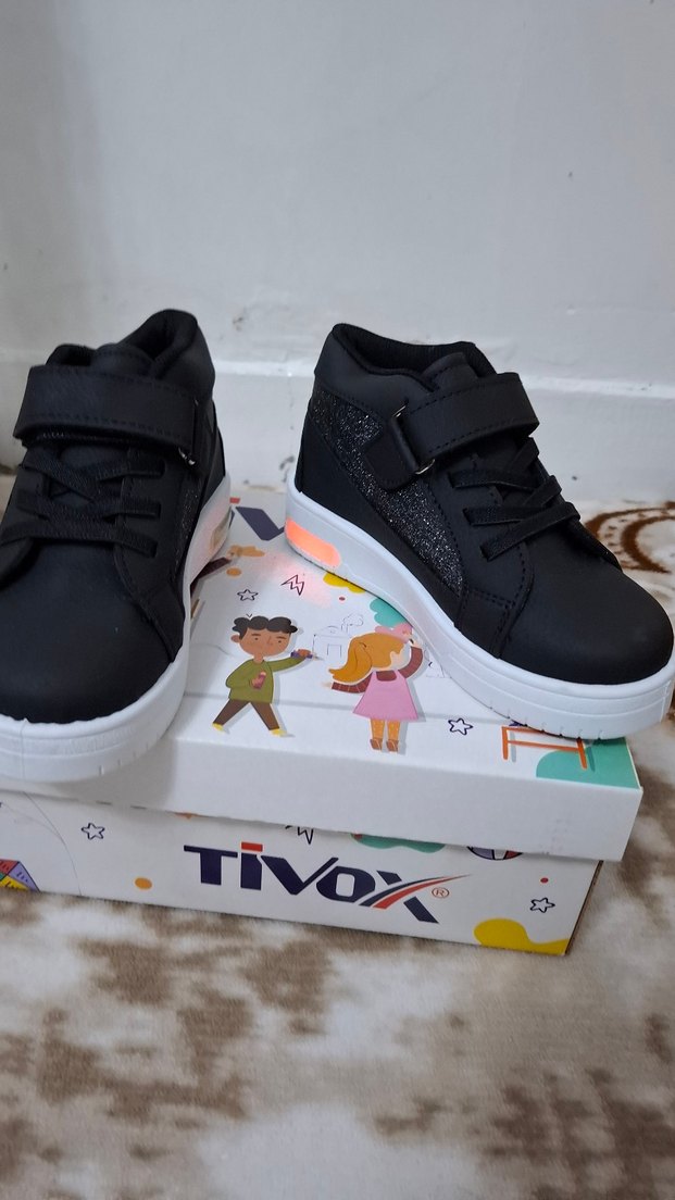 kız Çocuk Siyah Cırtlı ışıklı Sneaker - Görsel 3