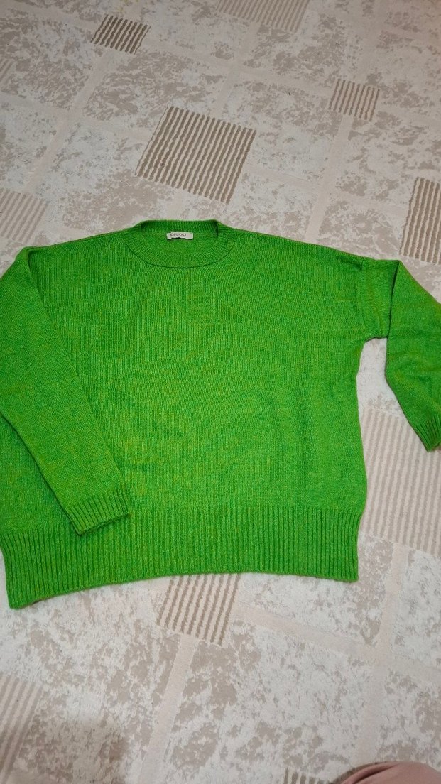 Yeşil Örgü Kadın Sweatshirt - Görsel 2