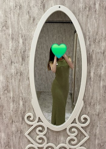 Kadın Haki Triko Uzun Elbise - Görsel 2