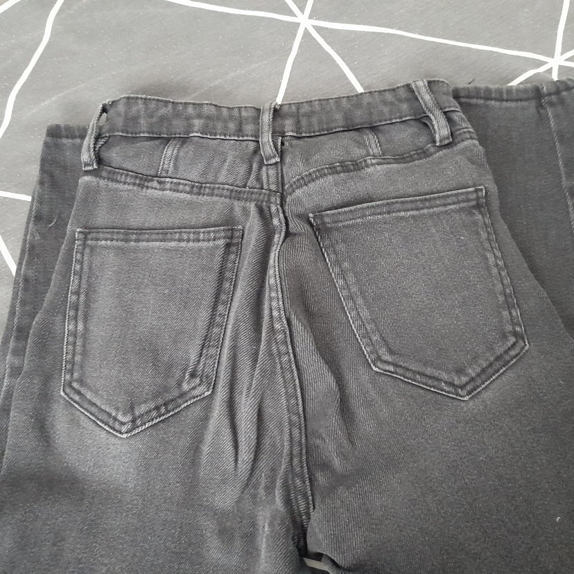 Düğmeli siyahKadın Denim Jean - Görsel 2