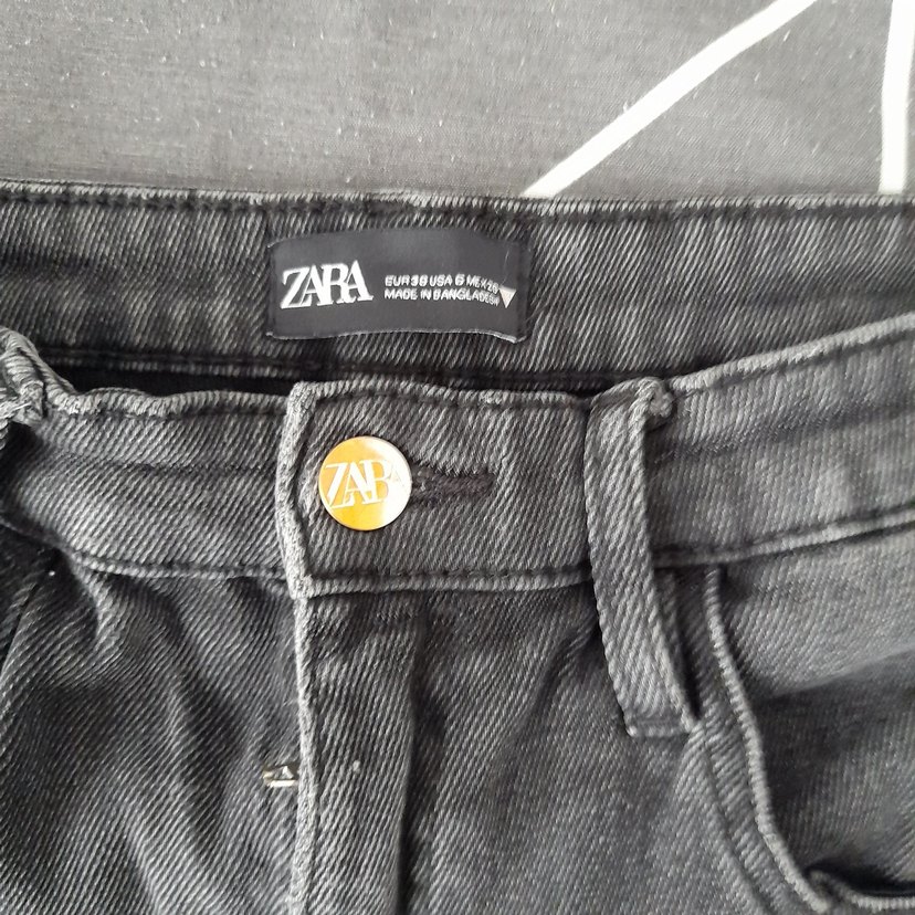 Düğmeli siyahKadın Denim Jean - Görsel 5