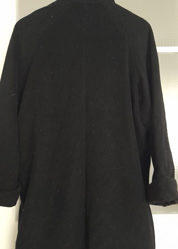 Siyah kaşe mont rahat salaş kesim yumuşacık - Görsel 5
